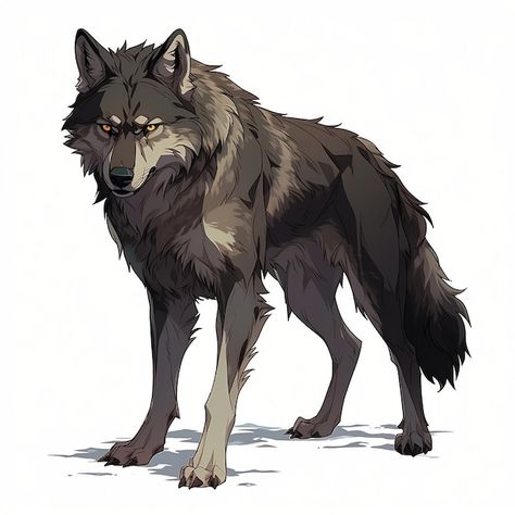 Feral Wolf Art, Wolf Digital Painting, Happy Wolf Drawing, Fantasy Wolf Drawing, Stylized Wolf Drawing, Wolf Illustration Drawing, Wolf Creature Design, Dire Wolf Drawing, Wolf Cartoon Character