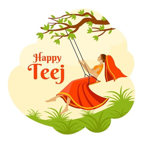 Free vector flat teej festival celebrati... | Free Vector #Freepik #freevector #happy-teej #teej #india-festival #hinduism Happy Hariyali Teej, Happy Teej, Teej Festival, Festival Image, Happy Married Life, Birthday Blessings, Love You Very Much, Krishna Radha Painting, Plots For Sale