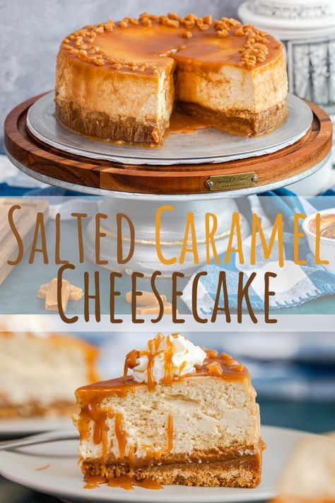 Caramel Cheesecake Recipes, Salted Caramel Recipes, Homemade Salted Caramel, Homemade Graham Cracker Crust, Salted Caramel Cheesecake, Homemade Cheesecake, Caramel Cheesecake, Cheesecake Desserts, Easy Cheesecake