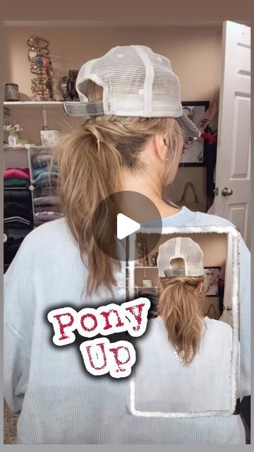 Suzy Turner 🔆 Makeup • Skincare • Hair 🔆 on Instagram: "How cute is this pony with a few twists and turns?? I love the messy volume and it’s perfect for a hat day, or even without a hat! #hathair #volume #ponytail #easyhairstyles #messyhair #simplehairstyles #hairtips #hairtutorial #oldschool #hair #seintartist" Perfect Messy Ponytail, Side Ponytail With Hat, Ponytail Hairstyles With Hat, Hat Ponytail Hairstyles, Hat And Ponytail, Ponytail With Hat, Trucker Hat Hairstyles, Hair With Hat, Volume Ponytail