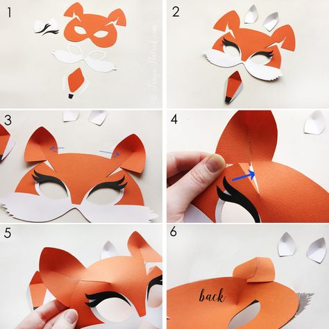 Fox Mask Template, Fox Mask Diy, 3d Paper Mask, Fox Template, Animal Masks Diy, Paper Mask Diy, Halloween Diy Paper, Fox Crafts, Spider Crafts