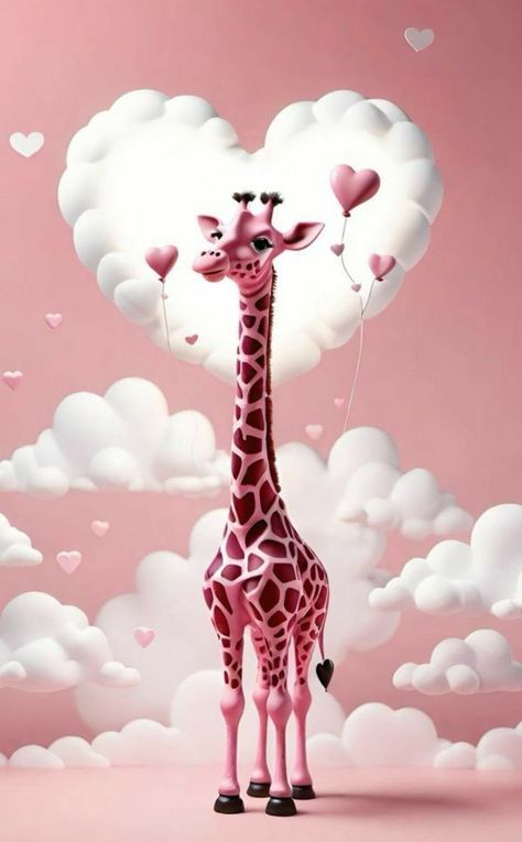 Heart Shaped Clouds, Giraffe Valentine, Giraffe Heart, Animals Giraffe, Heart Template, Art Animals, Animal Photos, Giraffes, Digital Background