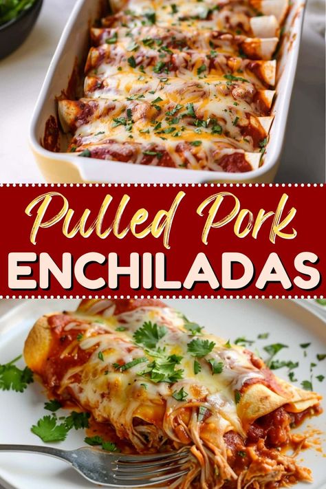 Treat the family to these delicious pulled pork enchiladas! They're smoky, savory, and packed with so much goodness. Leftover Smoked Pork, Pulled Pork Crock Pot Recipes Easy, Pulled Pork Dip, Pork Dip, Pulled Pork Dinner, The Best Pulled Pork, Boneless Pork Shoulder Roast, Best Pulled Pork, Pulled Pork Enchiladas