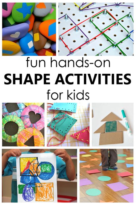 Try these fun shape activities to help preschoolers and kindergarteners learn about 2D shapes in a playful, hands-on way. For Kindergarten Activities, Preschool Color Activities, Ideas For Kindergarten, Shape Activities, Shape Activities Preschool, Creative Worksheets, Shapes Kindergarten, Teaching Shapes, Preschool Colors