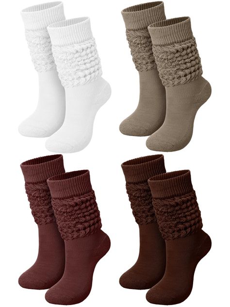 PRICES MAY VARY. Retro Style: 4 pairs of slouch socks women in different colors are included in the package, these socks have 4 different color designs, classic elements of 80s style, creating a fun atmosphere at your neon party Bring Different Charms: the colorful slouch socks are full of 1980s retro flavors and can help you create a variety of stylish and charming looks; You can stretch them to knee heights or stack them at the ankle and calf parts, bringing attractive visual effects Universal Scrunchie Socks, Stacked Socks, Knit Scrunchie, Slouch Socks, Earth Tone Color, Retro 4, Socks For Women, Athletic Socks, Boot Socks