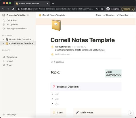 orion template for cornell notes notetaking method for study notes and learning at university Cornell Notes Notion, Note Taking Notion Template, Class Notes Notion Template, Notion Study Notes, Note Taking Notion, Notion Note Taking, Notes Notion Template, Notion Notes Template, Notes Notion