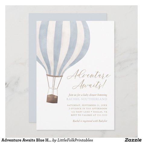 Watercolor Hot Air Balloon, Hot Air Balloon Invitation, Balloon Invitation, Rustic Baby Shower Invitations, Idee Babyshower, Boy Shower Invitations, Gender Reveal Party Invitations, Gender Neutral Baby Shower Invitations, Gender Reveal Balloons