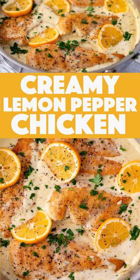 Creamy Lemon Pepper Chicken, Lemon Pepper Chicken Breast, Recipes With Chicken And Peppers, Creamy Lemon Chicken, Pan Sauce, Lemon Chicken Recipe, Lemon Pepper Chicken, Pepper Chicken, Chicken Stuffed Peppers