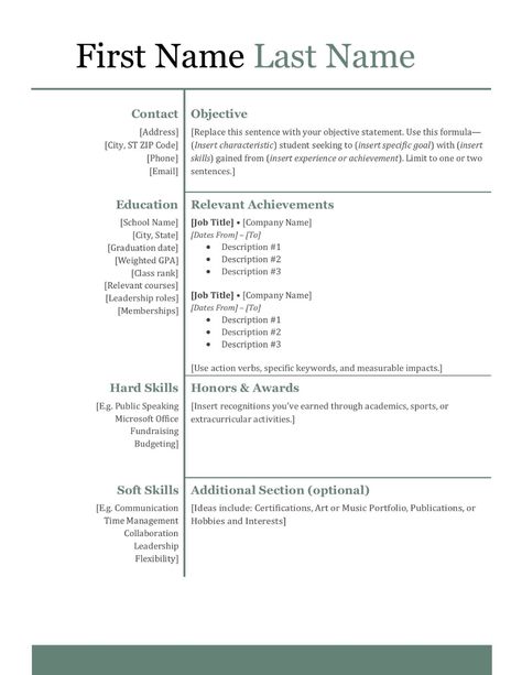 High School Resume Template, First Job Resume, High School Resume, School Resume, Job Resume Samples, Resume No Experience, Student Resume Template, Student Resume, Resume Writing Services