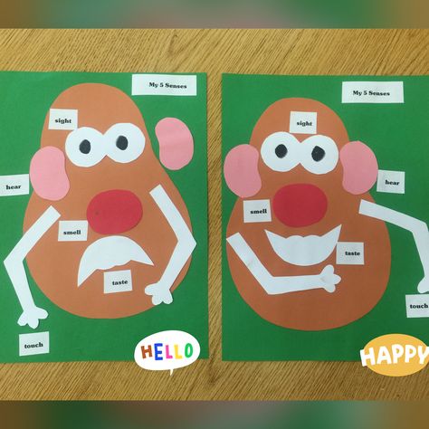 Mr. Potato Head 5 Senses activity. Preschool or kindergarten. Potato Head Craft Preschool, Mr Potato Head Five Senses, Senses Activity Preschool, 5 Senses Activity, 5 Senses Craft, Senses Activity, 5 Senses Preschool, Five Senses Preschool, 5 Senses Activities