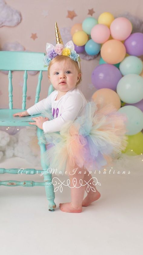 Unicorn One Year Old Birthday, Unicorn First Birthday, Infant Tutu, First Birthday Tutu, 1st Birthday Party For Girls, 1st Birthday Tutu, 1st Birthday Photoshoot, Rainbow Tutu, Toddler Tutu