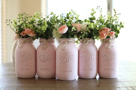 Baby Girl Shower Decorations Girl Baby Shower Decorations Girl | Etsy Canada Girl Baptism Centerpieces, Rustic Baby Shower Decorations, Baptism Decorations Girl, Girl Shower Decorations, Girl Baby Shower Centerpieces, Pink Mason Jars, Girl Shower Themes, Boy Baby Shower Ideas, Tafel Decor