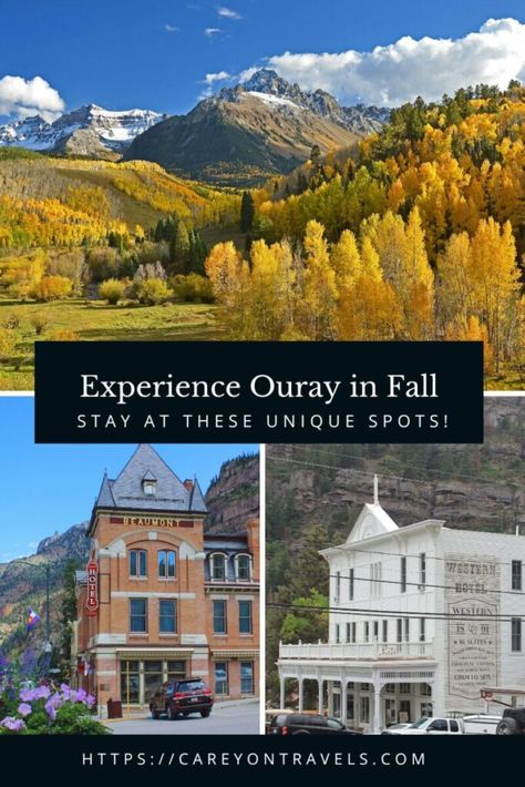 Unique Places to Stay in Ouray, Colorado - Carey On Travels Ouray Colorado Fall, Riverside Resort, Resort Cabins, Ouray Colorado, Itinerary Ideas, Places In Usa, Cheap Places To Travel, Travel Women, Fall Getaways