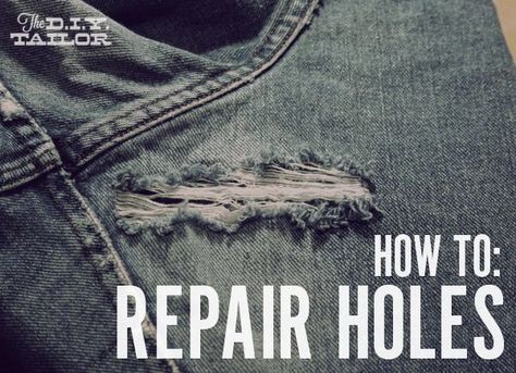 The DIY Tailor: An Easy Way to Fix Holes in Your Jeans and Other Garments How To Patch Jeans, Repair Clothes, Creation Couture, Diy Repair, Patched Jeans, Old Jeans, Sewing Basics, Learn To Sew, Sewing Techniques