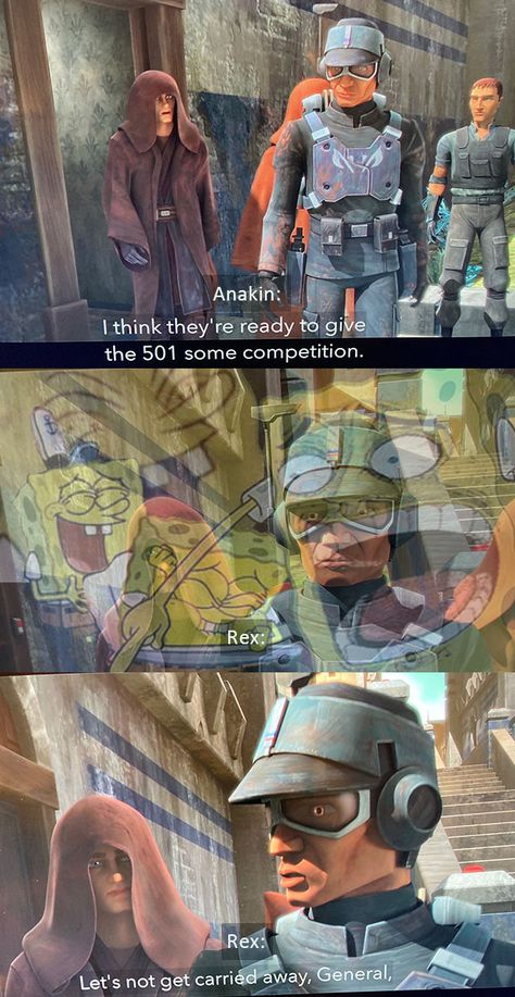 Captain Rex X Anakin, Anakin And 501st, Clone Wars Actor Au, Clone Wars Fanart Clones, Ahsoka And Rex Fanart, Bo Katan Clone Wars, Rex X Anakin, Kix Clone Wars, Star Wars Rebels Funny