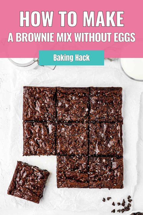 Boxed brownies made without eggs over a white surface No Egg Brownies, Egg Free Dessert Recipes, Ghirardelli Brownie Mix, Cake Mix Brownies, Egg Free Desserts, Egg Substitute, How To Make Brownies, Baking Hacks, Dairy Free Cream