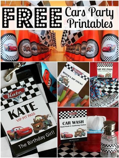 FREE Cars Birthday Party Printables - race theme (not the cartoon cars- but race checks) Lightning Mcqueen Party, Auto Party, Cars Birthday Party, Disney Cars Party, Idee Babyshower, Anniversaire Diy, Disney Cars Birthday, Cars Birthday Party Disney, Car Themed Parties