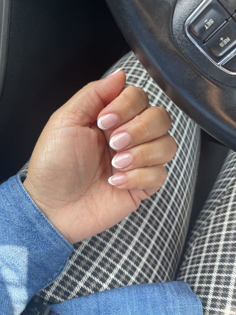 Extremely Short Almond Nails, Almond Nails On Wide Nail Beds, Shirt Almond Acrylic Nails, Biab Almond Nail, Really Short Almond Nails, Shape Short Nails, Extra Short Almond Nails, Short Pointed Nails, Small Almond Nails