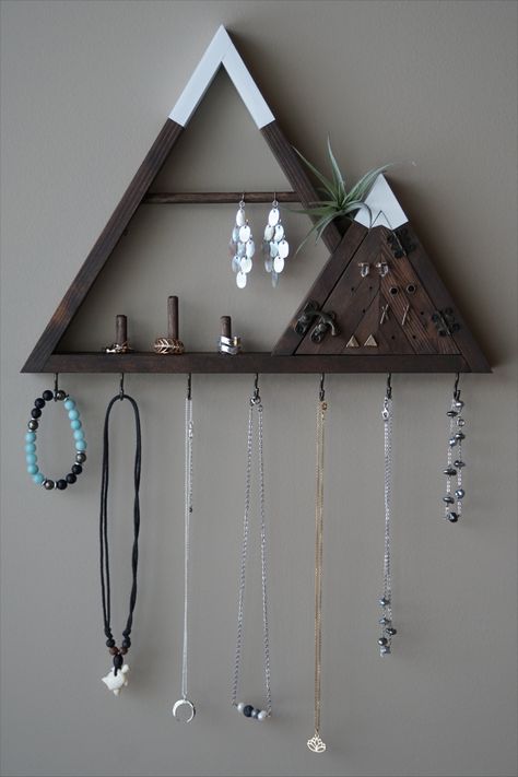 Diy Wood Jewelry Display, Wood Shop Projects High School Easy, Mountain Display, Mountain Decoration, Triangle Mountain, Wood Mountains, Triangle Shelves, Kamloops British Columbia, Diy Furniture Videos