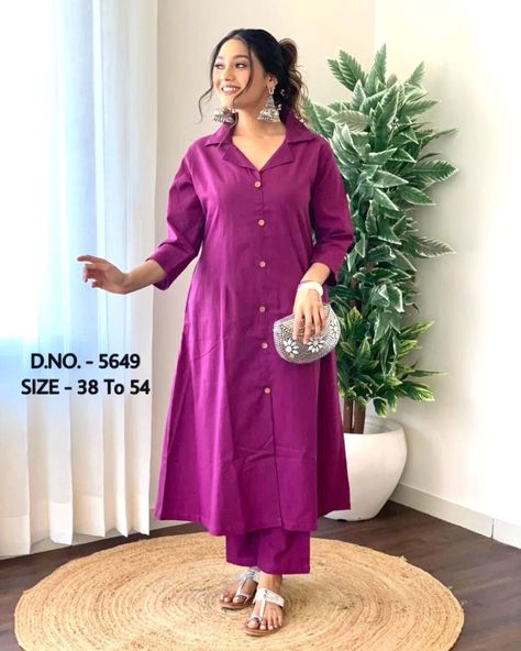 ₹699

👗 *Beautiful Heavy Cotton Slub / cotton Flex (खादी) Yarn Dyed Best Quality fabric 2 Piece Set - Long Length A-Line Pattern Kurti ( Length - 47”) With Wooden Buttons + Heavy Cotton Slub / Cotton Flex (खादी) Fabric Pant* 👗

⭐ *D.NO. -  5649*

🎈 *2 Colours Available* 🎉

⭐Size: *M/38, L/40, XL/42, XXL/44, XXXL/46, 4XL/48, 5XL/50, 6XL/52, 7XL/54* 

🤩Price : *699/- Free Shipping (38 to 44 size)* 🤩

🤩 *Price:- 799/- free shipping ( 46 to 54 size)* 🤩

*COD Available :- 100/- Extra Paym... Airline Kurti Designs, A Line Kurti Pattern, A Line Kurti Designs, Professional Outfit, A Line Kurti, Designer Kurti Patterns, Kurti Patterns, Long Kurti Designs, Designer Kurtis