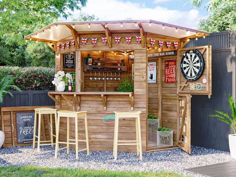 Garden Bar Design, Dunster House, Shed Bar Ideas, Bar Outdoor Design, Party Shed, Garden Bar Ideas, Garden Bar Shed, Outdoor Garden Bar, Garden Bars