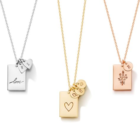 PRICES MAY VARY. TO CUSTOMIZE: Click on the yellow 'Customize Now' button on the right. All necklaces are hand stamped with initials per your requested letters. SIZE: 14K Rose Gold Filled 13x18mm Square + 6mm disk or heart. All the metals we use are lead free, nickel free and hypoallergenic. Safe for sensitive skin. Made in America. All raw materials sourced from USA. All handmade in the USA Necklace To Give To Your Girlfriend, Custom Mom Gifts, Mom Personalized Gifts, Necklaces With Initials, Personalized Necklace Ideas, Mom Necklace Kids Names, Laser Engraved Jewelry, Mothers Jewelry, Personalized Engraved Jewelry