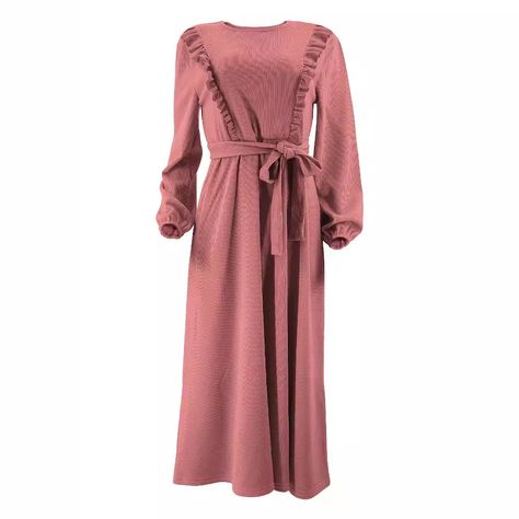 Long Sleeve Striped Dress for Muslim Women Islamic Modest Dubai Turkey Maxi Dresses African Evening