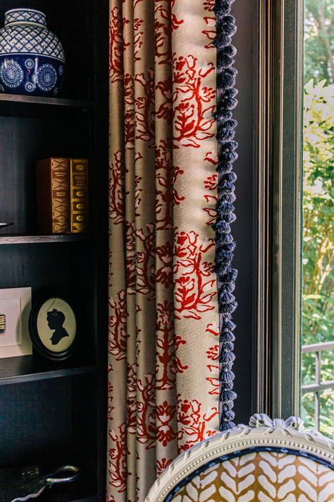 Take The Drapes! How We Repurposed Window Treatments From One Home To Another | Cedar & Rush Custom Drapes Living Room, Mixing Curtain Panels, Home Textile Design, How To Choose Curtains, Adding Length To Curtains, Printed Curtains Bedroom, Drapes Bedroom, Repurposed Window, Drapery Ideas