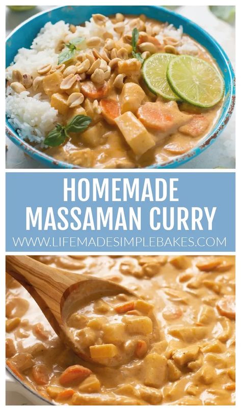 Massaman Curry Paste, Chicken Carrots, Life Made Simple, Butter Potatoes, Homemade Curry, Massaman Curry, Coconut Milk Curry, Carrots And Potatoes, Curry Dishes