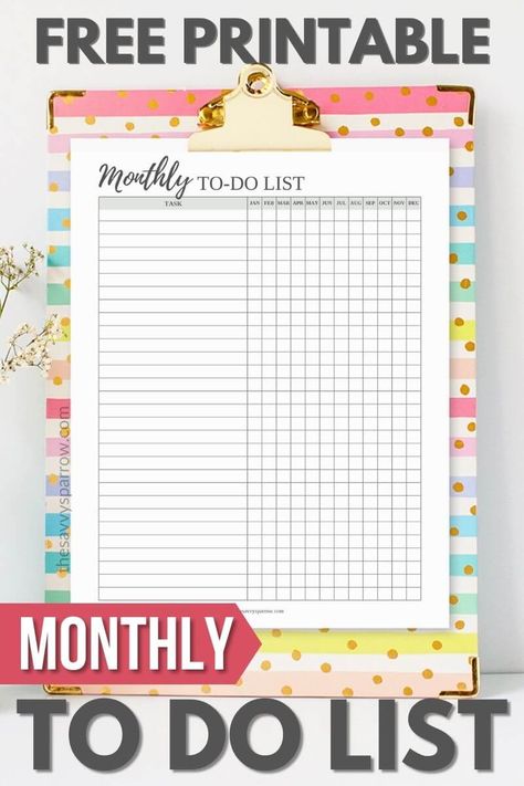 These free printable monthly to do lists are a great way to get organized and be more productive! Check out this post for ideas of things to add to your monthly to do list, and get ideas for things you can do on the first of every month! Grab the 3 free monthly checklist templates now! Monthly Checklist, Monthly To Do List, Free To Do List, Free Calendars, To Do List Template, Weekly Planner Free Printable, To Do Checklist, Family Binder, Functional Planning