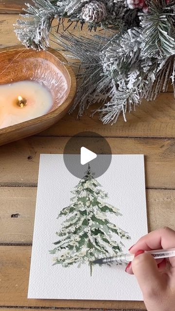 Watercolor Arist | Bree Copley on Instagram: "Her she is!!!! a tree number 2 !!!!! 🌲   Ok for this one you are going  to need some extra tools because we are going to To create the “snow”. Effect on this tree using negative space so we are using @winsorandnewton masking fluid.   ⭐️ But don’t worry … if you don’t have masking fluid you can use a white crayon, because a crayon is made of wax wherever you put it on paper it will prevent the paint from saturating the paper , creating that negative space and that’s EXACTLY WHAT WE WANT! ✨   Here is your supply list for this tree  -Masking fluid OR white crayon  -paint  -watercolor paper  -paint brush -rubber paint brush (if using masking)  -water   TIPS: Apply masking fluid as thin as possible , it will dry faster .  Masking fluid must be comp Watercolor With Masking Fluid, Masking Fluid Watercolor, Water Tips, Crayon Painting, Paint Watercolor, Wax Crayons, Snowy Trees, Art Supply Stores, Watercolor Christmas Cards