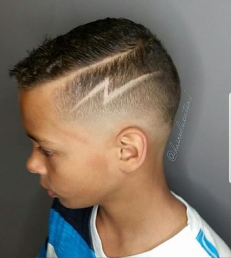 Lightning bolt haircut 😎 Boys Haircuts With Designs, Hair Designs For Boys, Boys Fade Haircut, Boys Haircut Styles, Boy Haircuts Short, Cool Boys Haircuts, Shaved Hair Designs