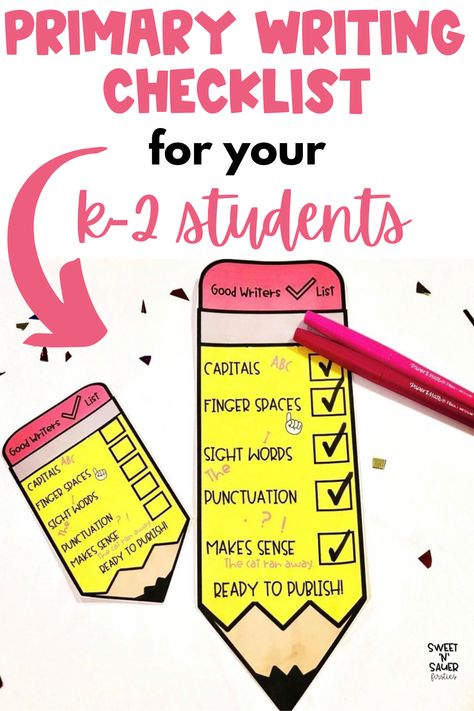 Are you looking for a way to help your early elementary students with their writing? K-2 students need a lot of support and guidance when it comes to writing skills for kids. Inside my blog, you will learn about my primary writing checklist. It will help the writing skills for primary students. I love that my students can be independent with writing activities. Teaching writing in elementary school has never been easier with this writing checklist for first grade. Editing Checklist 2nd Grade, Writing Notebook Elementary, Small Moment Writing Second Grade, The Writing Process Activities, Writing Checklist First Grade, Writing Rubrics For First Grade, Teaching Informative Writing, Small Moment Writing First Grade, Writing Ideas For 2nd Grade