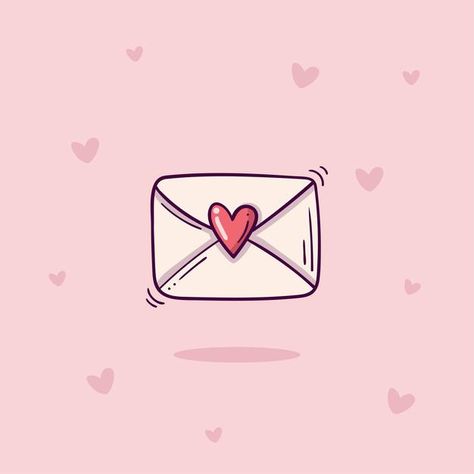 Dairy Template, Envelope With Heart, Pink Doodles, Available Logo, Heart Kawaii, Heart Icon, Doodle Style, Cute App, Kind Reminder