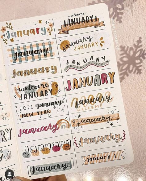 January Header, January Title, Welcome January, Journal Headers, Bullet Journal Titles, Header Ideas, Bullet Journal Headers, January Bullet Journal, Bullet Journal Ideas Templates