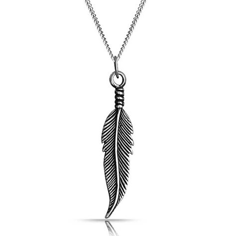 Antique Style Vertical Feather Pendant Sterling Silver Necklace 18 Inches Silver Feather Necklace, Feather Pendant Necklace, Layered Necklaces Silver, Feather Necklace, Long Silver Necklace, Feather Jewelry, Feather Pendant, Silver Feather, Jewellery Uk