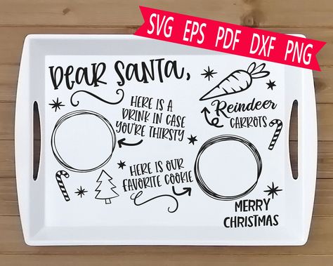 Santa Tray Cricut, Cricut Santa Cookie Tray, Santa Cookie Tray Svg, Santa Tray Svg, Santa Plates, Santa Tray, Cookies For Santa Plate, Santa Cookie, Christmas Cricut