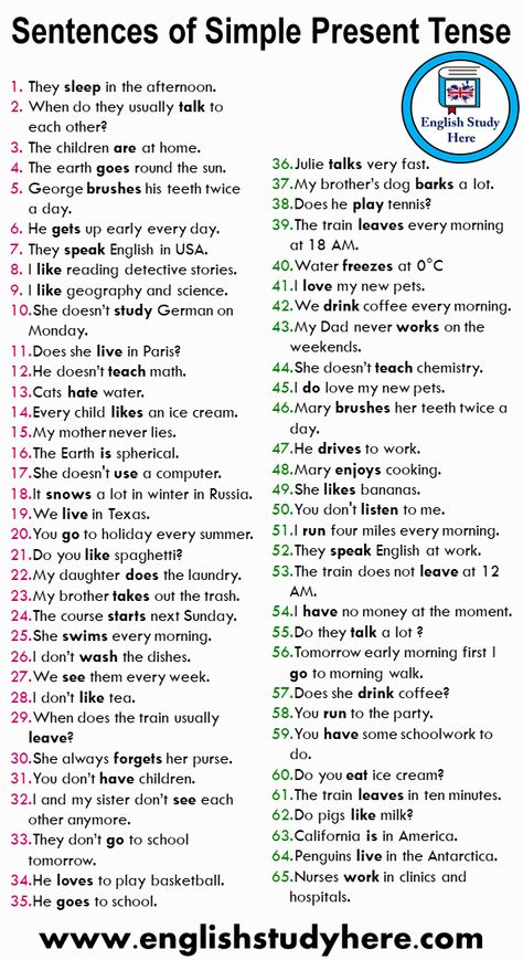 65 Sentences of Simple Present Tense in English | English Study Here Regular English Sentences, Person In English Grammar, Present Simple Tense Sentences, Simple Sentences In English, The Present Simple Tense, Simple Present Tense Rules, Present Simple Sentences, Simple Present Tense Sentences, Tenses English Grammar