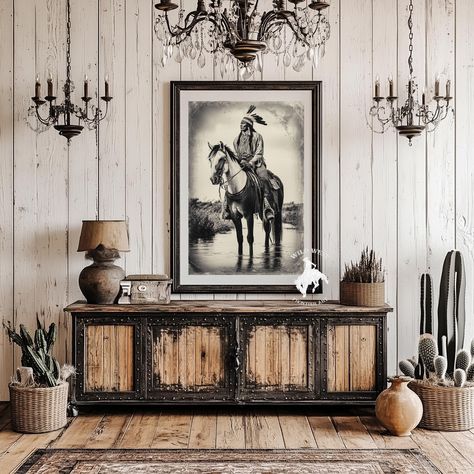 Transform your space with our stunning collection of vintage western art posters. Perfect for enthusiasts of classic cowboy culture and the untamed beauty of the Wild West, our high-quality poster prints capture the essence of western scenes with rich details and vibrant colors. 𝐅𝐞𝐚𝐭𝐮𝐫𝐞𝐬: *Premium Quality: Printed on high-grade paper to ensure long-lasting durability and a professional finish. *Variety of Sizes: Available in multiple dimensions to fit any space, from small cozy corners t Western Modern Dining Room, Western Elegance Decor Home, Vintage Southwest Decor, Cozy Western Living Room, Modern Western Bedroom Ideas, Basement Speakeasy, Southwest Interiors, Cowboy Home Decor, Western Living Room Decor