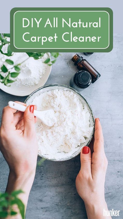 Store-bought cleaners are not very kid- or pet-friendly solutions. Skip the chemicals and give your favorite floor covering a refresh with this homemade dry carpet cleaning powder. Baking soda is the star ingredient here; it deodorizes and absorbs unwanted odors just like it does in the refrigerator. Combine it with essential oils like lemon and tea tree to leave behind a bright, clean scent. Baking Soda Drain Cleaner, Natural Odor Remover, Carpet Diy, All Natural Cleaners, Dry Carpet Cleaning, Baking Powder Uses, Deep Carpet Cleaning, Diy Carpet Cleaner, Baking Soda Beauty Uses