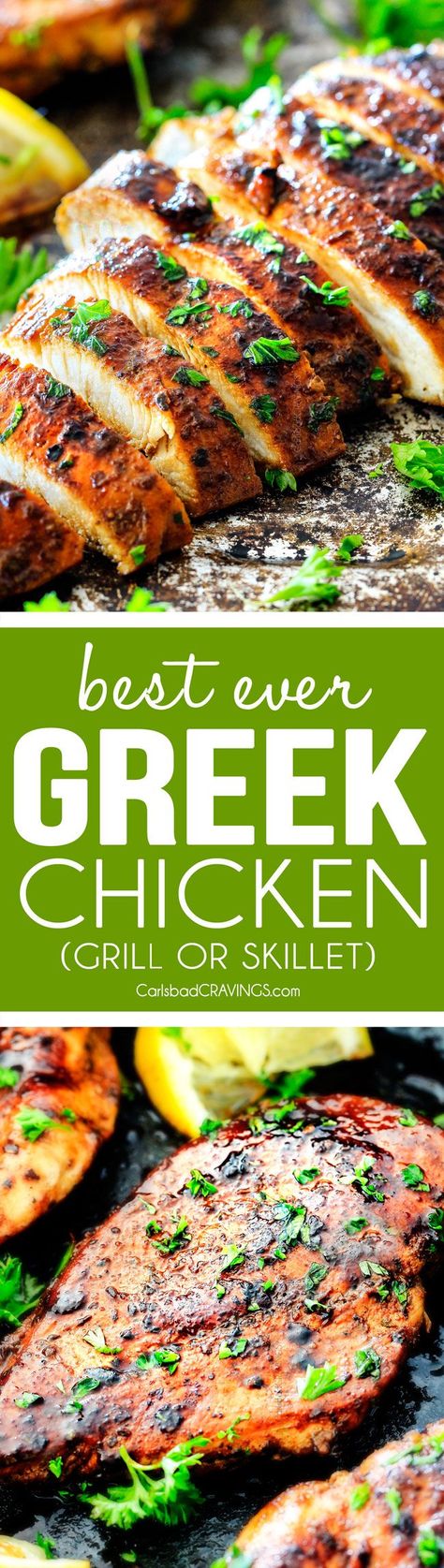 This Greek Marinated Chicken is SO juicy, tender and exploding with flavor from an EASY marinade! perfect for pitas, salads, pasta, rice/veggie etc. I love having this on hand! Greek Marinated Chicken, Greek Chicken Marinade, Salads Pasta, Chicken Marinade Recipes, Diy Easy Recipes, Carlsbad Cravings, Pasta Rice, Doner Kebab, Chicken Marinade