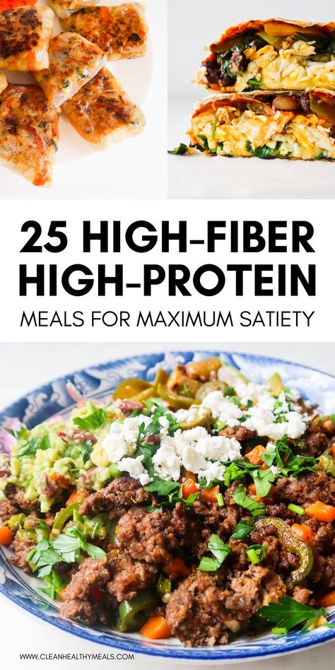 These high-fiber high-protein meals will keep you satiated! These are perfectly balanced healthy recipes for breakfast, lunch and dinner! #ketodietfood Fiber Protein Meals, High Fibre Lunches, High Fiber Meal Plan, High Fiber Dinner, Healthy Recipes For Breakfast, Fiber Breakfast, High Fiber Low Carb, High Fiber Breakfast, High Protein Meals