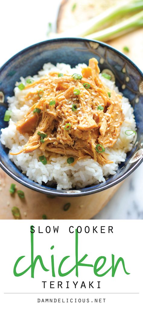 Slow Cooker Chicken Teriyaki - You can throw all of the ingredients in the crockpot in this no-fuss, super easy chicken teriyaki dish! Slow Cooker Chicken Teriyaki, Healthy Teriyaki Chicken, Malaysia Recipes, Takeout Recipes, Slow Cooker Teriyaki Chicken, Slow Cooker Teriyaki, Chicken Tender, Rasa Malaysia, Chicken Teriyaki