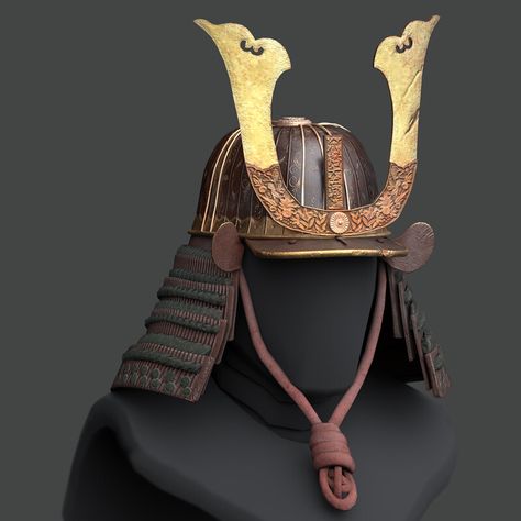 "Kabuto Samurai Helmet" by Sophia Landin Godzilla Cosplay, Samurai Helmet Design, Samurai Kabuto, Samurai Hat, Demon Samurai, Kabuto Helmet, Samurai Warrior Tattoo, Female Samurai, Warrior Helmet