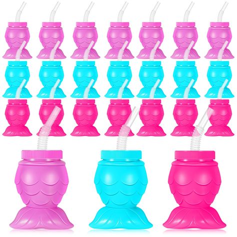 PRICES MAY VARY. Mermaid Cup Set: you will receive a total of 24 pieces of mermaid cups with straw, such an adequate quantity can satisfy your daily use and replacements demand; Also you can use them to decorate your home or party Various Colors to Choose: the plastic mermaid cups with straws for kids are designed with 3 colors altogether, namely pink, green, purple, bright and soft, beautiful and delicate, sweet and girly, showing your nice taste Reliable Material: these tumblers for kids are m Mermaid Tumblers, Girls Mermaid Party, Mermaid Pirate Party, Mermaid Cup, Mermaid Pool Parties, Mermaid Birthday Party Decorations, Mermaid Theme Birthday Party, Mermaid Party Favors, Mermaid Kids