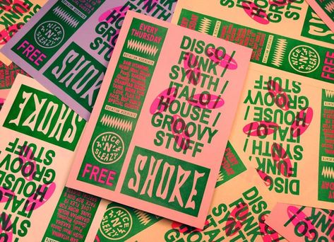 Screen Printing Graphic Design, Risograph Design, Risograph Poster, Graphic Typography, Poster Club, Zine Design, Screen Print Poster, Instagram Party, Riso Print