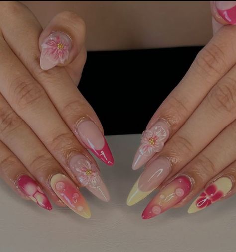 Tropical Nails, Summery Nails, Purple Nail, Classy Acrylic Nails, Almond Nails Designs, Pretty Gel Nails, Nail Swag, Beach Nails, Best Acrylic Nails