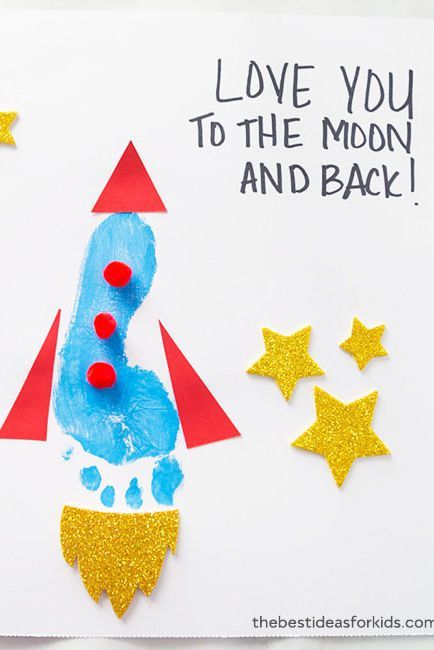 Footprint Rocket, Free Fathers Day Cards, Homemade Fathers Day Card, Diy Father's Day Cards, Kids Fathers Day Crafts, Diy Father's Day Crafts, Diy Father's Day, Fathers Day Art, Baby Art Projects