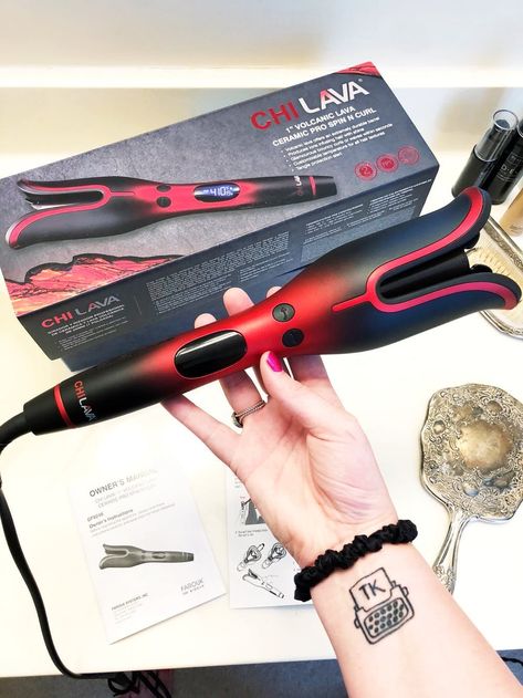 The CHI Volcanic Lava Spin N Curl tested by Brit + Co's beauty editor, Rebecca Norris! Fast Curls, Hair Iron Curls, Rotating Curling Iron, Curling Tools, Best Curlers, Best Hair Straightener, Curl Your Hair, The Chi, Curling Iron Hairstyles