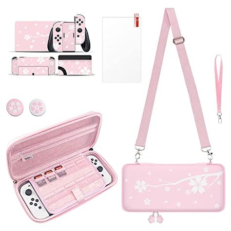 Cute Gaming, Switch Case, Nintendo Switch Case, Custom Consoles, Switch Accessories, Pink Sakura, Nintendo Switch Oled, Nintendo Switch Accessories, Accessories Pink